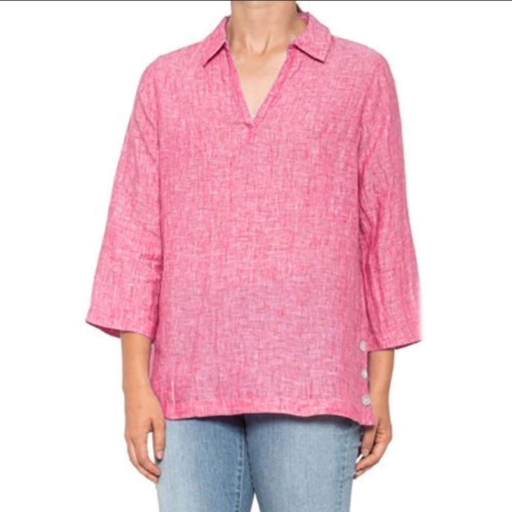 Sigrid Olsen 100% Linen Tunic Size 1x Top Blouse - image 2